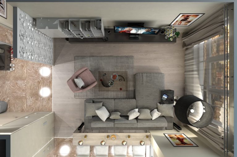 Дизайн интерьера двухкомнатной квартиры 60 м2