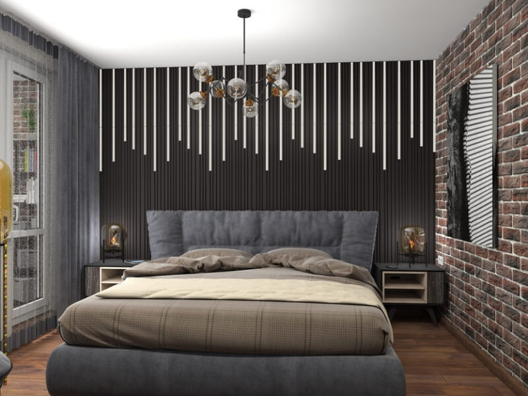 Дизайн интерьера спальни в стиле лофт